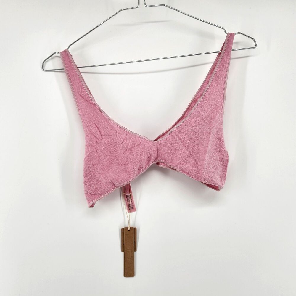 SKIMS L/XL Halite Pink Wool Rib Bralette PL-PLG-10900W NWT
